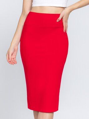 Active Basic USA Red Midi Pencil Skirt